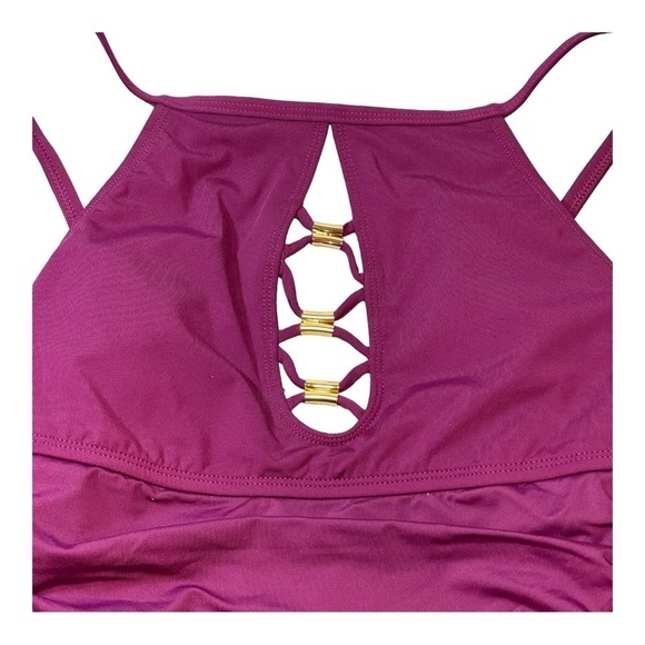 BLEU BY ROD BEATTIE Embellished One-Piece Swimsuit in Purple NWOT - Picture 3 of 5